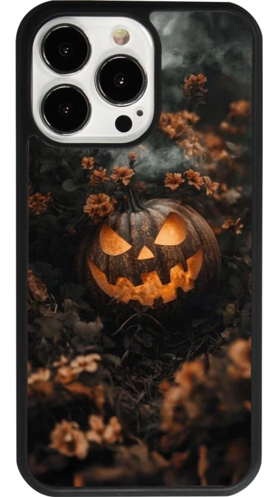 iPhone 13 Pro Case Hülle - Silikon schwarz Halloween 2025 Pumpkin with flowers