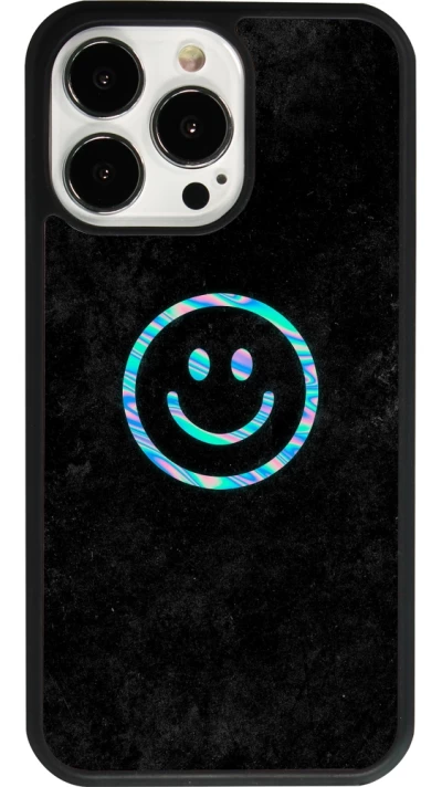 iPhone 13 Pro Case Hülle - Silikon schwarz Happy smiley irisirt