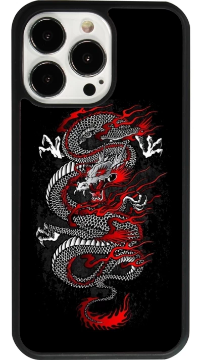 iPhone 13 Pro Case Hülle - Silikon schwarz Japanese style Dragon Tattoo Red Black