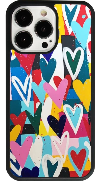iPhone 13 Pro Case Hülle - Silikon schwarz Joyful Hearts