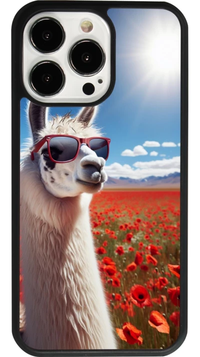 iPhone 13 Pro Case Hülle - Silikon schwarz Lama Chic in Mohnblume