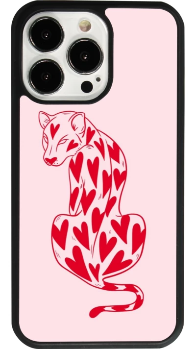 iPhone 13 Pro Case Hülle - Silikon schwarz Leopard with hearts 2026
