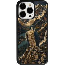 Coque iPhone 13 Pro - Silicone rigide noir Linocut Faucun pèlerin