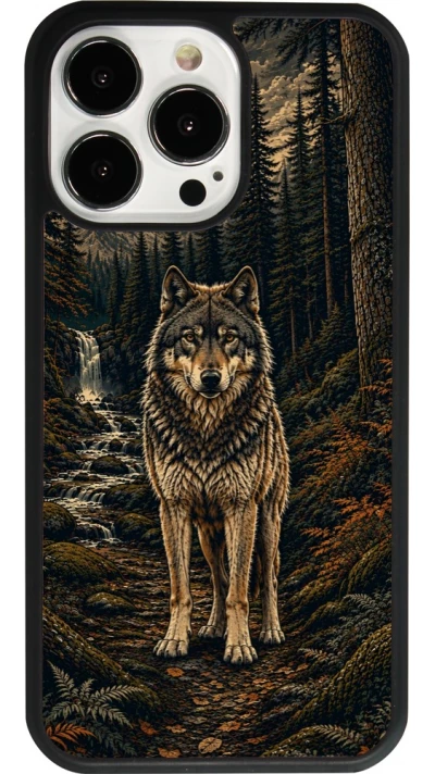 iPhone 13 Pro Case Hülle - Silikon schwarz Linocut Wold