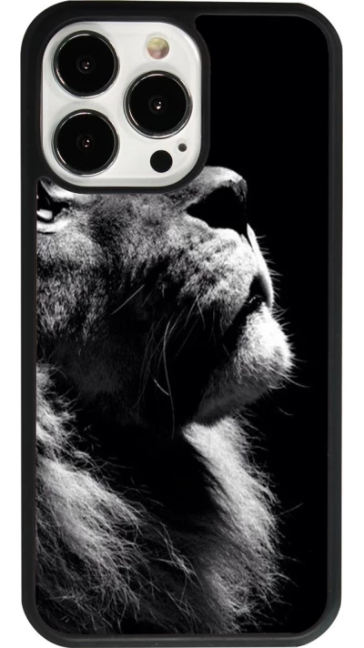 iPhone 13 Pro Case Hülle - Silikon schwarz Lion looking up