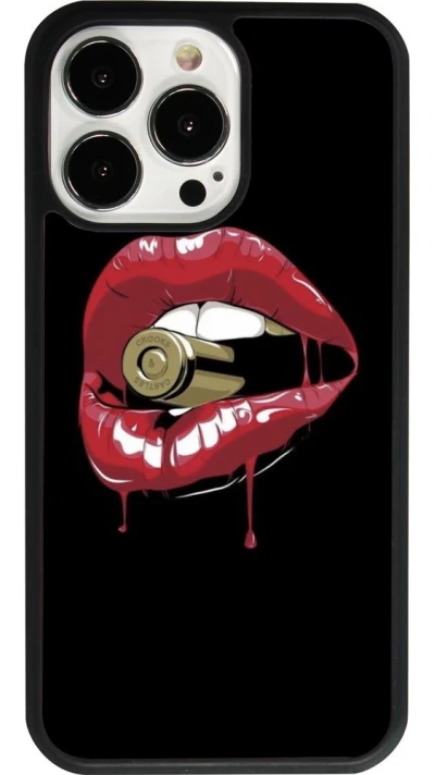 iPhone 13 Pro Case Hülle - Silikon schwarz Lips bullet