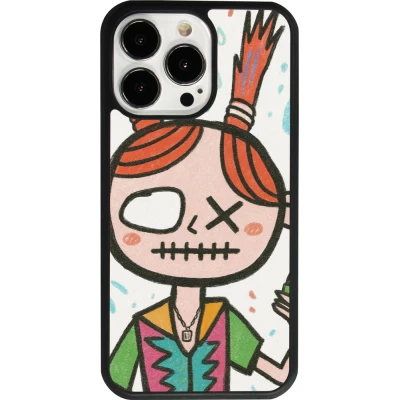 Coque iPhone 13 Pro - Silicone rigide noir Little Girl Sketch