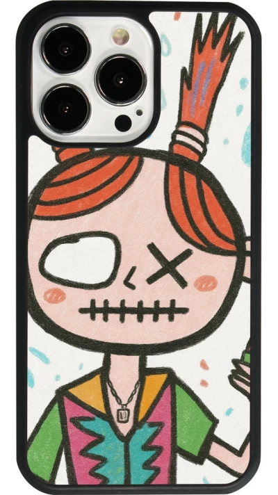 iPhone 13 Pro Case Hülle - Silikon schwarz Little Girl Sketch