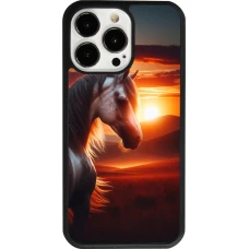 Coque iPhone 13 Pro - Silicone rigide noir Majestic Sunset Horse