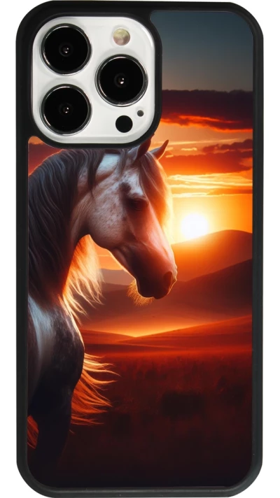 iPhone 13 Pro Case Hülle - Silikon schwarz Majestätischer Sonnenuntergang Pferd