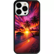 iPhone 13 Pro Case Hülle - Silikon schwarz Malediven Abenddämmerung Glückseligkeit