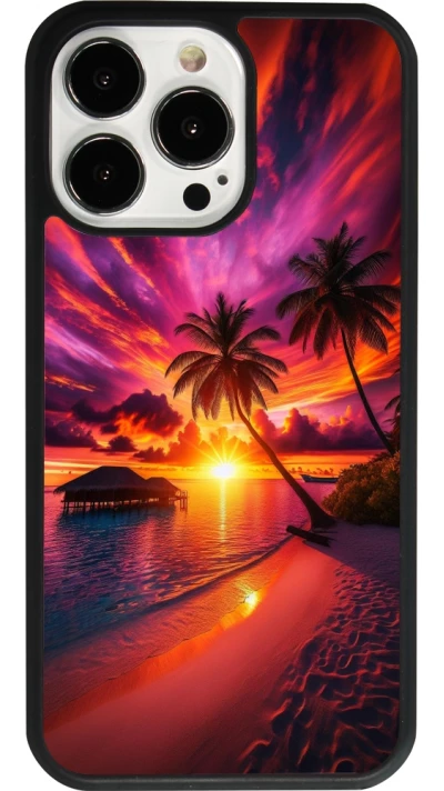 iPhone 13 Pro Case Hülle - Silikon schwarz Malediven Abenddämmerung Glückseligkeit
