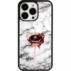 iPhone 13 Pro Case Hülle - Silikon schwarz Marble Rose Gold
