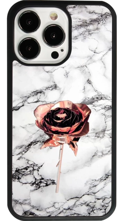 iPhone 13 Pro Case Hülle - Silikon schwarz Marble Rose Gold