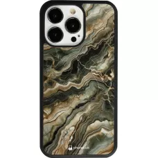 iPhone 13 Pro Case Hülle - Silikon schwarz Oliv Marmor