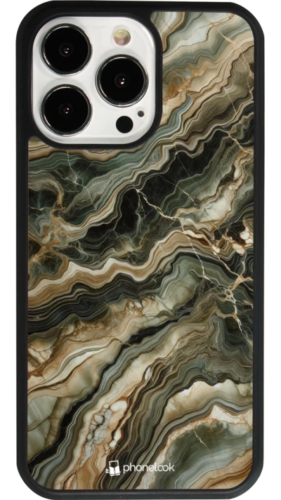 iPhone 13 Pro Case Hülle - Silikon schwarz Oliv Marmor