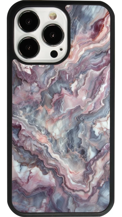 iPhone 13 Pro Case Hülle - Silikon schwarz Violetter silberner Marmor