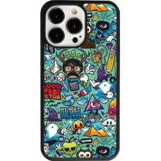 iPhone 13 Pro Case Hülle - Silikon schwarz Mixed Cartoons Turquoise