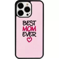 Coque iPhone 13 Pro - Silicone rigide noir Mom 2023 best Mom ever pink