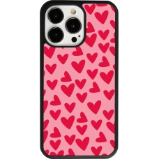 Coque iPhone 13 Pro - Silicone rigide noir Mom 2024 petits coeurs
