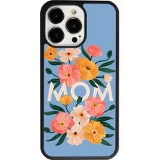 Coque iPhone 13 Pro - Silicone rigide noir Mom 2026 Flowers