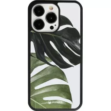 Coque iPhone 13 Pro - Silicone rigide noir Monstera Plant