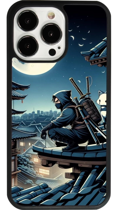iPhone 13 Pro Case Hülle - Silikon schwarz Ninja unter dem Mond