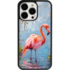 iPhone 13 Pro Case Hülle - Silikon schwarz Paint Flamingo