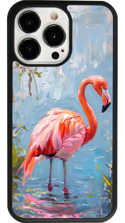 iPhone 13 Pro Case Hülle - Silikon schwarz Paint Flamingo