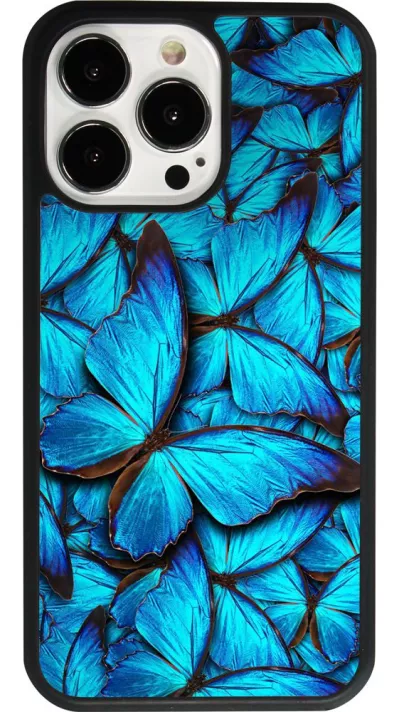iPhone 13 Pro Case Hülle - Silikon schwarz Papillon - Bleu
