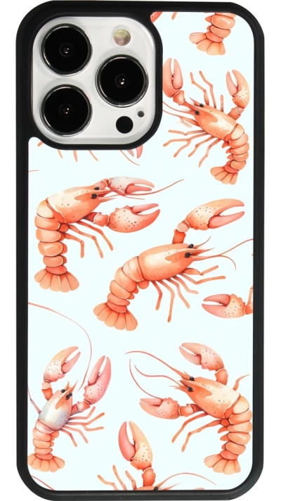 iPhone 13 Pro Case Hülle - Silikon schwarz Muster von pastellfarbenen Hummern