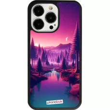 iPhone 13 Pro Case Hülle - Silikon schwarz Lila-rosa Landschaft
