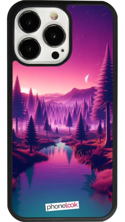 iPhone 13 Pro Case Hülle - Silikon schwarz Lila-rosa Landschaft