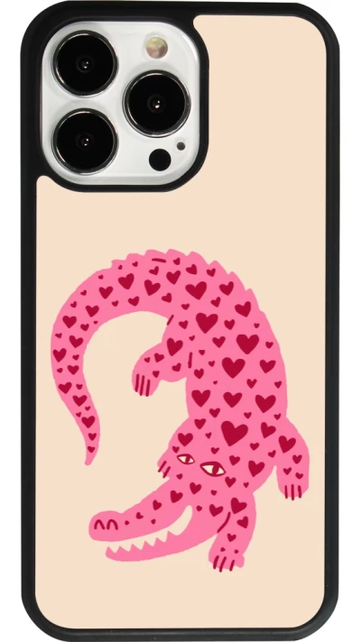 iPhone 13 Pro Case Hülle - Silikon schwarz Pink crocodile 2026