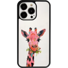 iPhone 13 Pro Case Hülle - Silikon schwarz Pink Girafe Paint