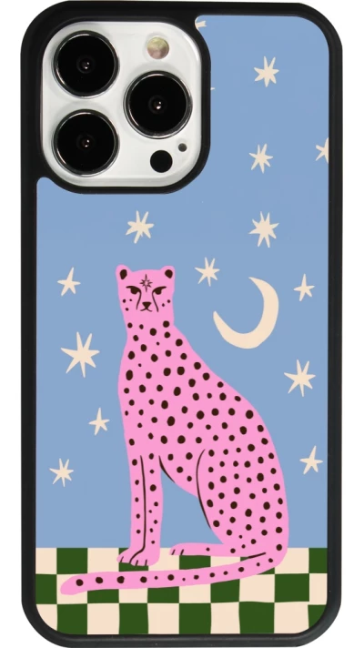 iPhone 13 Pro Case Hülle - Silikon schwarz Pink leopard with stars 2026
