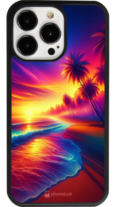 iPhone 13 Pro Case Hülle - Silikon schwarz Strand Sonnenuntergang auffällig