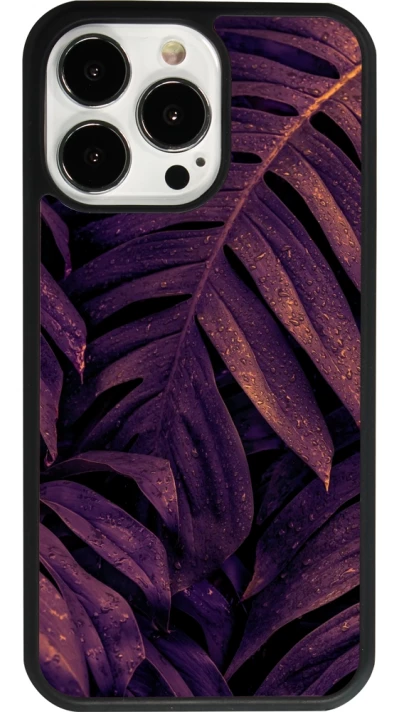 iPhone 13 Pro Case Hülle - Silikon schwarz Purple Light Leaves