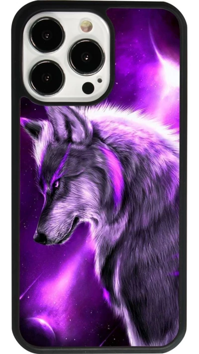iPhone 13 Pro Case Hülle - Silikon schwarz Purple Sky Wolf