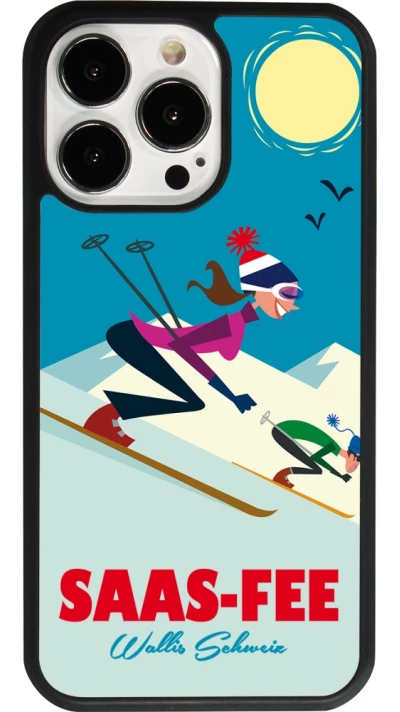 iPhone 13 Pro Case Hülle - Silikon schwarz Saas-Fee Ski Downhill
