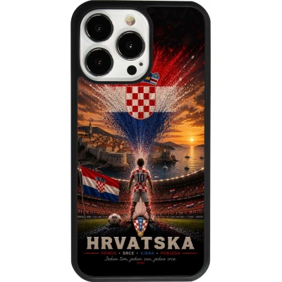 Coque iPhone 13 Pro - Silicone rigide noir Football Croatie splash 2026