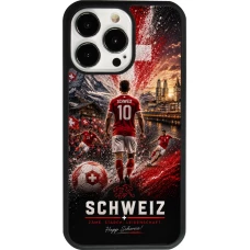Coque iPhone 13 Pro - Silicone rigide noir Football Schweiz splash 2026