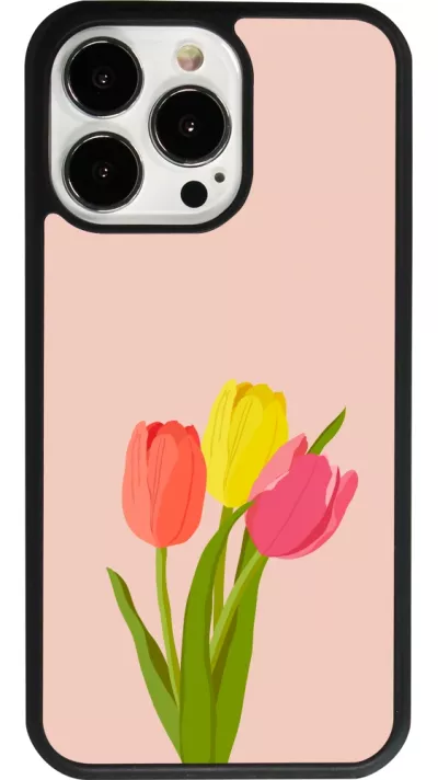 iPhone 13 Pro Case Hülle - Silikon schwarz Spring 23 tulip trio