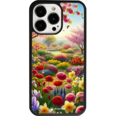 Coque iPhone 13 Pro - Silicone rigide noir Spring 25 Bouquet printemps