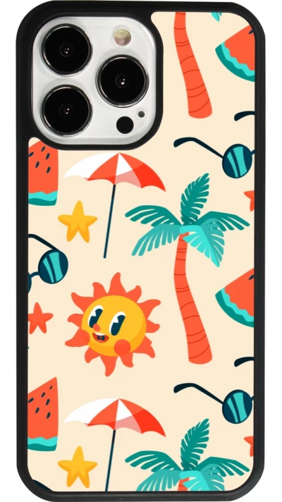 iPhone 13 Pro Case Hülle - Silikon schwarz Summer 2025 Pattern soleil