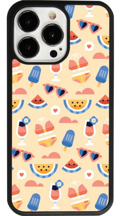 iPhone 13 Pro Case Hülle - Silikon schwarz Pattern Summer 2026