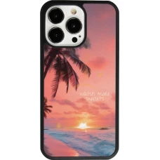 Coque iPhone 13 Pro - Silicone rigide noir Watch more sunsets Summer 2026