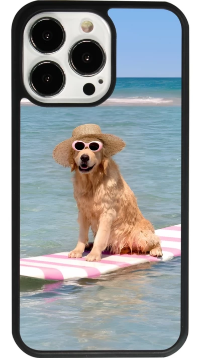 iPhone 13 Pro Case Hülle - Silikon schwarz Summer Dog on Paddle