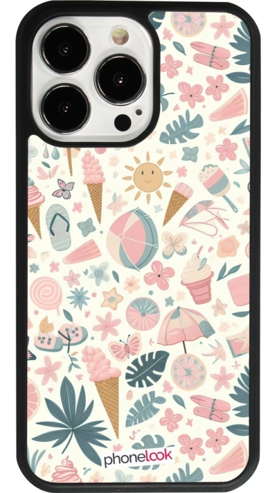 iPhone 13 Pro Case Hülle - Silikon schwarz Sommer Pink Muster