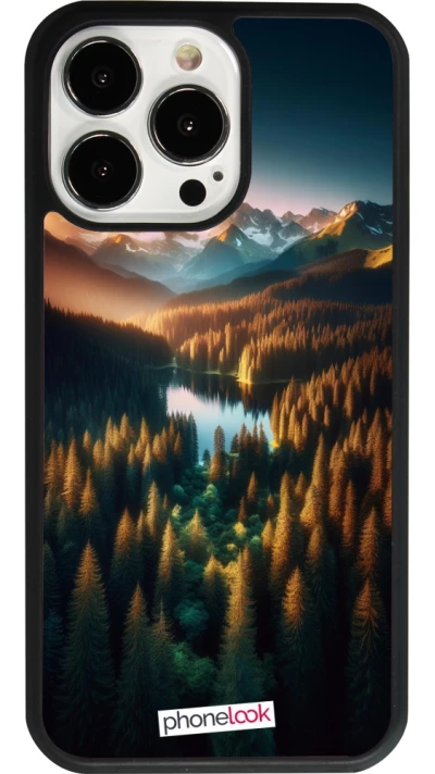 iPhone 13 Pro Case Hülle - Silikon schwarz Sonnenuntergang Waldsee